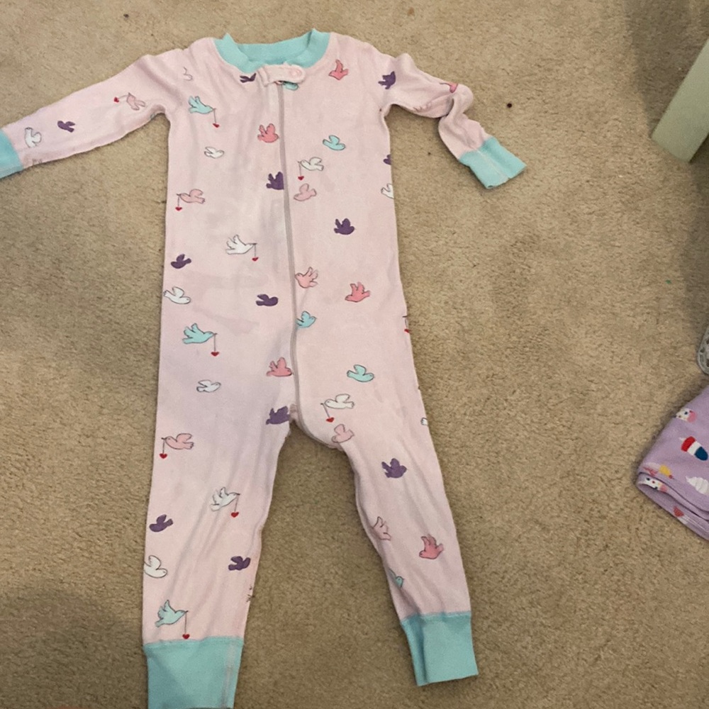 Hanna Andersson size 2 bird zip PJs